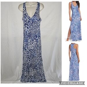 Lilly Pulitzer Kerri Maxi Dress Resort White Blue A Mermaids Tail Print Size S